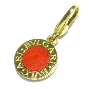 BVLGARI 18K Yellow Gold Orange Color Stone Pendant Head 703-081525